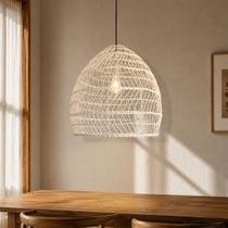 Pendente Fibra Natural Rattan Vime Mesa Quarto Sala Nat15