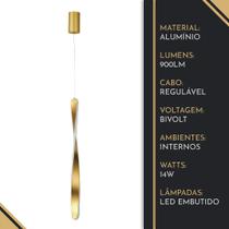 Pendente Fita 15W 3000K Champanhe Led - Usina Imports - Usina Imports Pendente Fita 15W 3000K Champanhe Led - Usina Imports - Usina Imports
