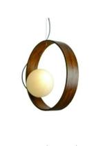 Pendente fox lustres 3007 orb 15x35cm madeira, cabo de aço e vidro 1xe27