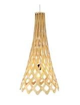 Pendente fox lustres 340 raizen 80x40cm madeira, acrílico e cabo de aço 1xe27