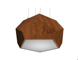 Pendente fox lustres facetado 20x40x40cm madeira, acrílico e aço carbono 2xe27