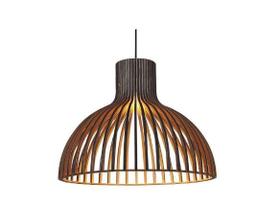 Pendente fox lustres l140 ripada ø43x37cm madeira e cabo de aço 1xe27 Pendente fox lustres l140 ripada ø43x37cm madeira e cabo de aço 1xe27