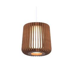 Pendente fox lustres l195 ripada ø23x23cm madeira, mdf, cabo de aço cúpula de tecido 1xe27