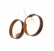 Pendente fox lustres orb 35x73x15cm madeira, mdf ,cabo de aço e vidro 2xe27