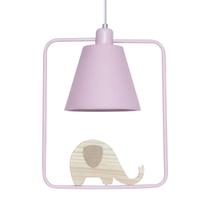 Pendente Geométrico Retângulo Elefante Rosa Quarto Infantil