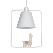Pendente Geométrico Retângulo Lhama Branco Quarto Bebê