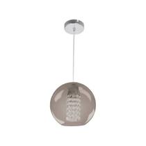 Pendente Globe Acrílico Fumê com Pingente 25cm 1E27 Bivolt Bronzearte