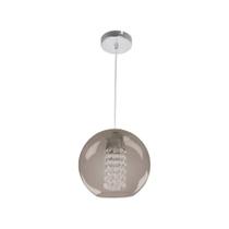 Pendente Globe Acrílico Fumê com Pingente 30cm 1E27 Bivolt Bronzearte