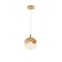 Pendente Globo de Metal Dourado Cristal 15cm Led 8W 3000K Bivolt