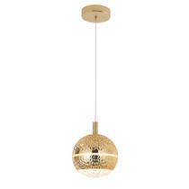 Pendente Globo de Metal Dourado Cristal 15cm Led 8W 3000K Bivolt