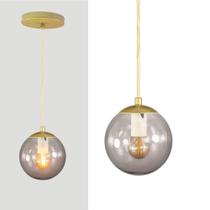 Pendente Globo Esfera De Vidro Fumê 14cm - Ouro