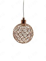 Pendente Globo Ouro Rosé Metal e Cristal 1G9 12cm
