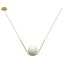 Pendente Globo Vidro Leitoso Cora Ouro + LED Branco Frio 110V ST1753