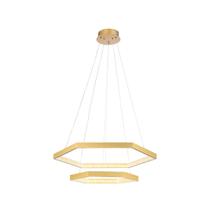 Pendente Hex Dourado 60/40cm 30W/20W 3000K Bivolt - Bella Iluminação - GD005