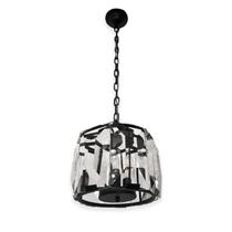 Pendente Hexagonal Preto Vidro Transparente 3E14 22x30cm