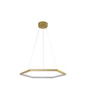 Pendente Hexagonal Sextavado Led 60cm 28W 3000K Dourado 431