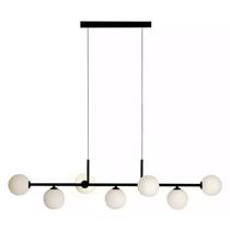 Pendente Horizontal Preto Com Globo Leitoso 7 Lampadas G9 Claci