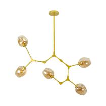 Pendente Ieda Ouro Cúpula Vidro AB IDL011-AMG Starlux + 5 LED G45 ST2408