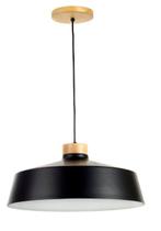 Pendente Industrial em Metal e Madeira Vibrance 45.5cm Preto Madelustre Pendente Industrial em Metal e Madeira Vibrance 45.5cm Preto Madelustre