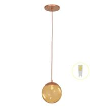 Pendente Jabuticaba Cobre 1 Bola Esfera Globo De Vidro + Led
