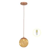 Pendente Jabuticaba Cobre 1 Bola Esfera Globo De Vidro + Led Pendente Jabuticaba Cobre 1 Bola Esfera Globo De Vidro + Led