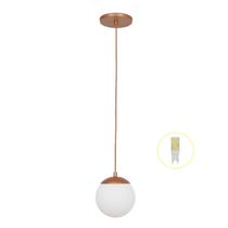 Pendente Jabuticaba Cobre 1 Bola Esfera Globo De Vidro + Led