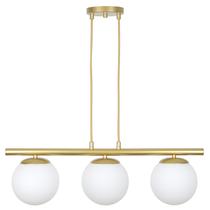 Pendente Jabuticaba Dourado 3 Globos de Vidro Mesa de Jantar