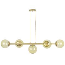 Pendente Jabuticaba Dourado 5 Globos de Vidro Mesa de Jantar