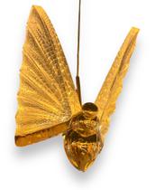 Pendente led borboleta 3000k 5w bivolt 22x20cm metal e acrílico dourado