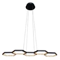 Pendente Led Colméia 66W 3000K Bivolt 90X35Cm Alumínio Preto