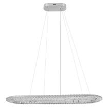 Pendente Led Oval Cristal K9 Metal Cromado 50w 3000k Glaces