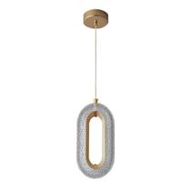 Pendente Led Oval De Acrílico Dourado Teto Sala Mesa Quarto