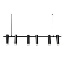 Pendente Linear 6 Spots Turim Sabre Preto e Acrílico Cristal