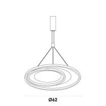 Pendente loop preto e dourado (d)62 + 42cm (a)2,2cm 1x48w 3000k 1500lm led