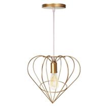 Pendente Luminária Aramado Coração - Dourado