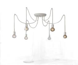 Pendente Luminária Aranha 6 Fios Lustre Branco 110/220V Pendente Luminária Aranha 6 Fios Lustre Branco 110/220V