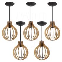 Pendente Luminária Bali e27 Bancada Moderno 5 Unidades