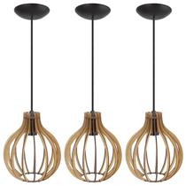 Pendente Luminária Bali e27 Madeira Bancada Moderno 3 Un Pendente Luminária Bali e27 Madeira Bancada Moderno 3 Un