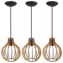 Pendente Luminária Bali e27 Moderno 3 Unidades Rústico Pendente Luminária Bali e27 Moderno 3 Unidades Rústico