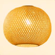 Pendente Luminária Bambu Madeira Natural Artesanal Rustico Nias 30cm