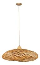 Pendente Luminária Borneu Artesanal Fibra Bambu 50cm E27 Estrutura Madeira