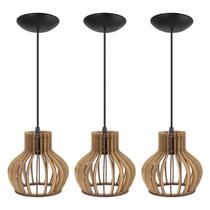 Pendente Luminária Circus 15 Madeira Desmontada 3 Unidades