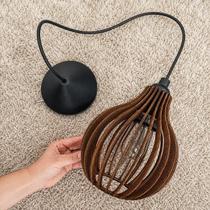 Pendente Luminária Coquinho Redondo Lustre Teto decorativo E-27 Marrom