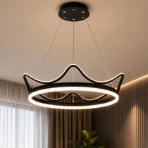 Pendente Luminaria de Coroa Preto Branco Quente 60cm 60w