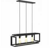 Pendente Luminária de Teto Industrial Preto Infinity Triplo Pendente Luminária de Teto Industrial Preto Infinity Triplo