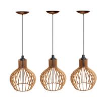 Pendente Luminária De Teto Lustre de Sala / Cozinha PP em Madeira Modelo Veneza Reforçado - MDF