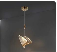 Pendente Luminária Dourada Borboleta Led 3 Tons De Luz bivolt