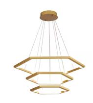 Pendente Luminária Hexagonal Dourado Led 70w 110/220v 3000K