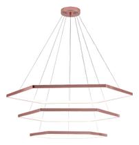 Pendente Luminária Hexagonal Rose Led 70w 110/220v 3000K