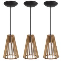 Pendente Luminária Koni Madeira MDF Desmontada 3 Unidades Pendente Luminária Koni Madeira MDF Desmontada 3 Unidades